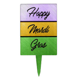 SlipperyJoe's bold Mardi Gras theme purple gold gr Cake Topper