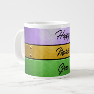 SlipperyJoe's bold Mardi Gras theme purple gold gr Giant Coffee Mug