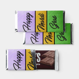 SlipperyJoe's bold Mardi Gras theme purple gold gr Hershey Bar Favors