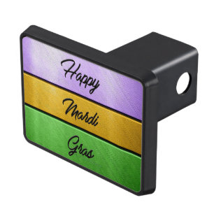 SlipperyJoe's bold Mardi Gras theme purple gold gr Hitch Cover