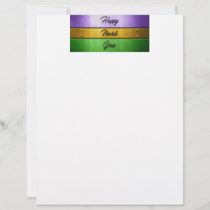 SlipperyJoe's bold Mardi Gras theme purple gold gr Letterhead