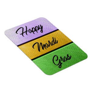 SlipperyJoe's bold Mardi Gras theme purple gold gr Magnet