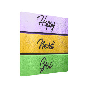 SlipperyJoe's bold Mardi Gras theme purple gold gr Metal Print