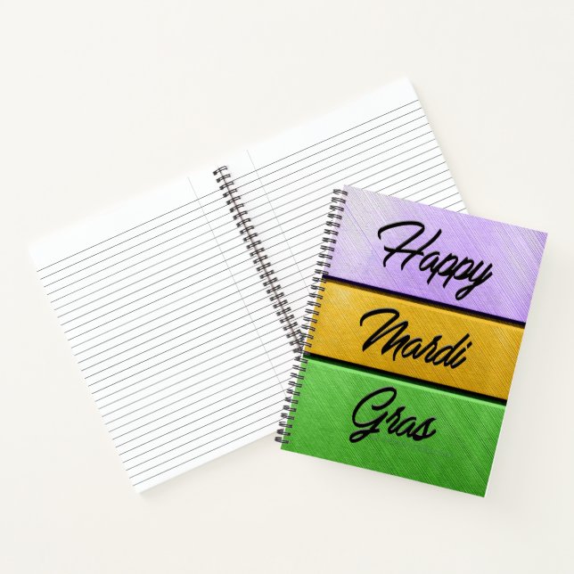 SlipperyJoe's bold Mardi Gras theme purple gold gr Notebook (Inside)