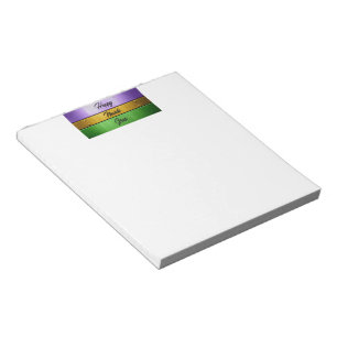 SlipperyJoe's bold Mardi Gras theme purple gold gr Notepad