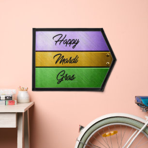 SlipperyJoe's bold Mardi Gras theme purple gold gr Pennant