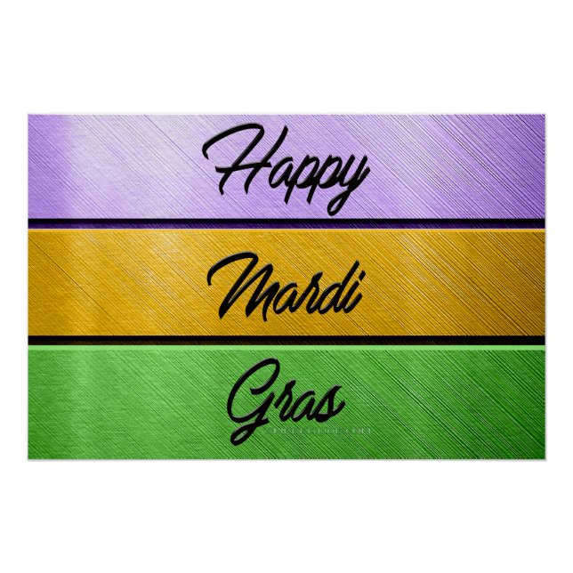 SlipperyJoe's bold Mardi Gras theme purple gold gr Poster (Front)