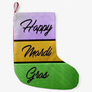 SlipperyJoe's bold Mardi Gras theme purple gold gr Small Christmas Stocking