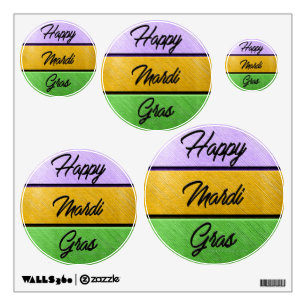 SlipperyJoe's bold Mardi Gras theme purple gold gr Wall Decal