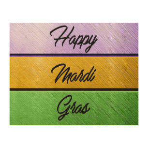 SlipperyJoe's bold Mardi Gras theme purple gold gr Wood Wall Art