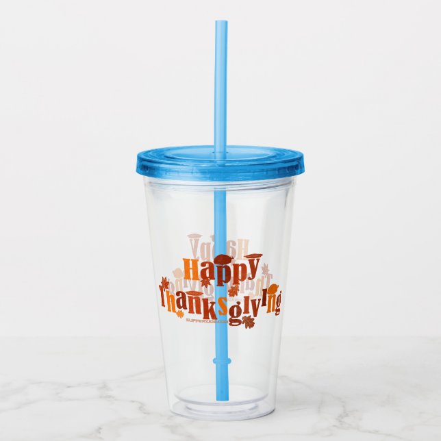 SlipperyJoe's bright festive Thanksgiving graphic  Acrylic Tumbler (Front)