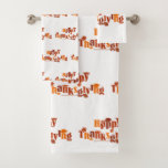 SlipperyJoe&#39;s bright festive Thanksgiving graphic  Bath Towel Set