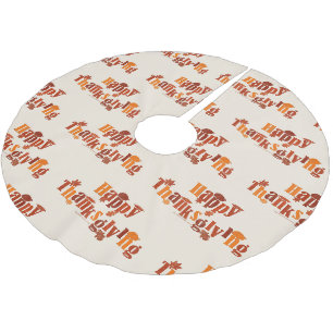 SlipperyJoe's bright festive Thanksgiving graphic Brushed Polyester Tree Skirt