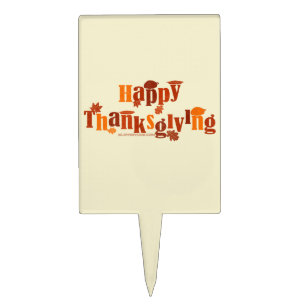 SlipperyJoe's bright festive Thanksgiving graphic Cake Topper