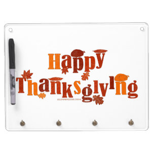 SlipperyJoe's bright festive Thanksgiving graphic Dry Erase Board With Keychain Holder