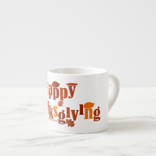 SlipperyJoe's bright festive Thanksgiving graphic Espresso Cup