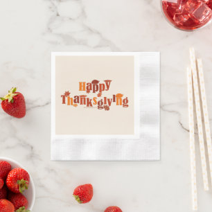 SlipperyJoe's bright festive Thanksgiving graphic Napkins