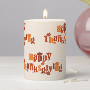 SlipperyJoe's bright festive Thanksgiving graphic Pillar Candle