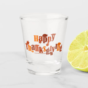 SlipperyJoe's bright festive Thanksgiving graphic Shot Glass