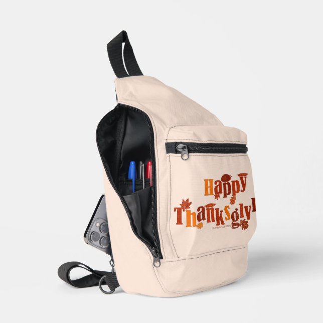 SlipperyJoe's bright festive Thanksgiving graphic  Sling Bag (Open)