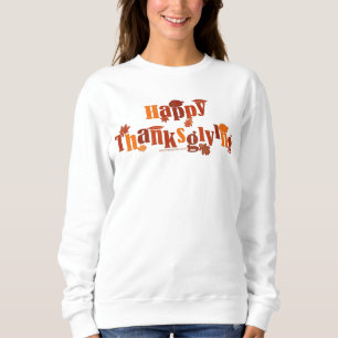 SlipperyJoe's bright festive Thanksgiving graphic Sweatshirt