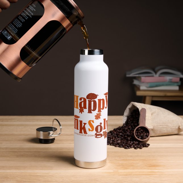 SlipperyJoe's bright festive Thanksgiving graphic  Water Bottle (Coffee)