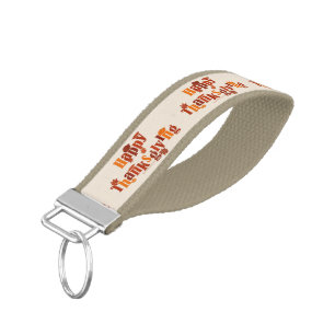 SlipperyJoe's bright festive Thanksgiving graphic Wrist Keychain