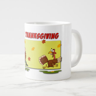 SlipperyJoe's bright playful Thanksgiving cartoon Giant Coffee Mug