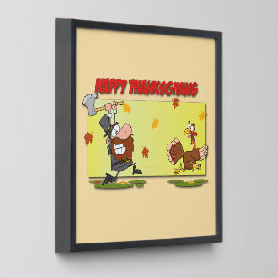 SlipperyJoe's bright playful Thanksgiving cartoon Peel And Stick Photo Tile