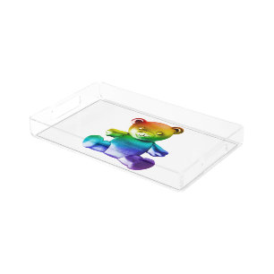 SlipperyJoe's brushed metal teddy bear smooth grad Acrylic Tray