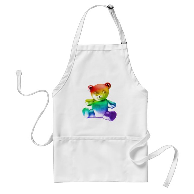 SlipperyJoe's brushed metal teddy bear smooth grad Adult Apron (Front)