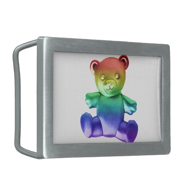SlipperyJoe's brushed metal teddy bear smooth grad Belt Buckle (Front Left)