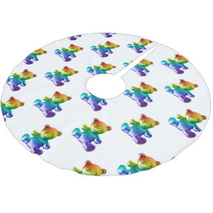 SlipperyJoe's brushed metal teddy bear smooth grad Brushed Polyester Tree Skirt