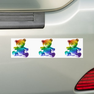 SlipperyJoe's brushed metal teddy bear smooth grad Bumper Sticker