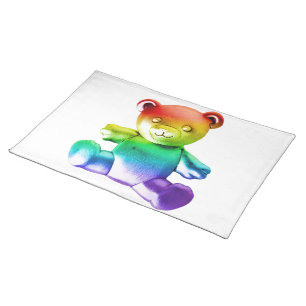 SlipperyJoe's brushed metal teddy bear smooth grad Cloth Placemat