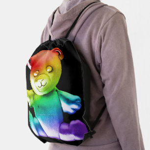 SlipperyJoe's brushed metal teddy bear smooth grad Drawstring Bag