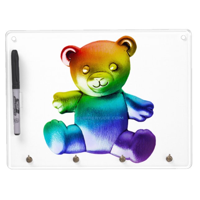 SlipperyJoe's brushed metal teddy bear smooth grad Dry Erase Board With Keychain Holder (Front)