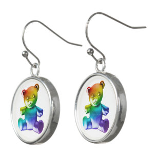 SlipperyJoe's brushed metal teddy bear smooth grad Earrings