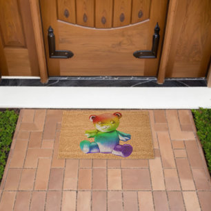 SlipperyJoe's brushed metal teddy bear smooth grad Fiber Doormat