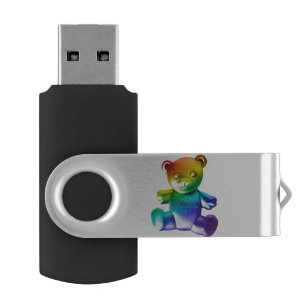 SlipperyJoe's brushed metal teddy bear smooth grad Flash Drive
