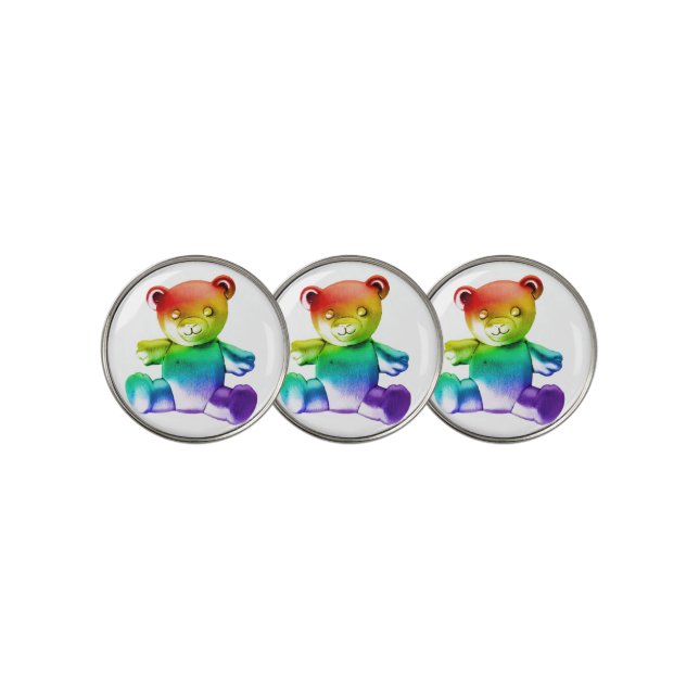 SlipperyJoe's brushed metal teddy bear smooth grad Golf Ball Marker (3 Up)