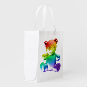SlipperyJoe's brushed metal teddy bear smooth grad Grocery Bag