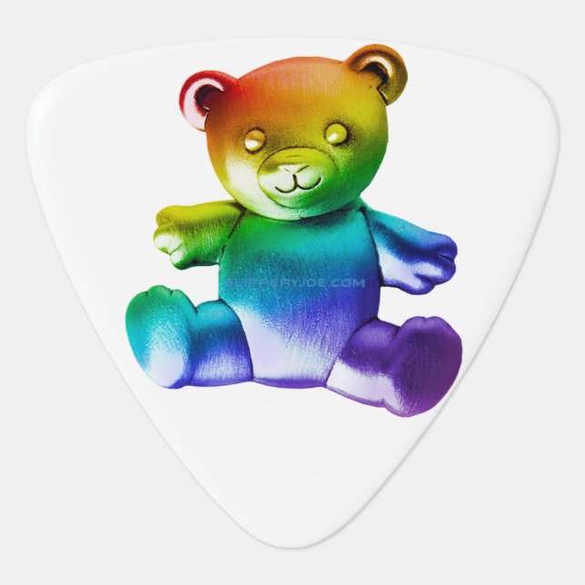 SlipperyJoe's brushed metal teddy bear smooth grad Guitar Pick (Front)