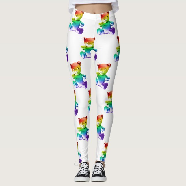SlipperyJoe's brushed metal teddy bear smooth grad Leggings (Front)