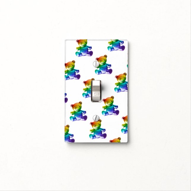 SlipperyJoe's brushed metal teddy bear smooth grad Light Switch Cover (In Situ)