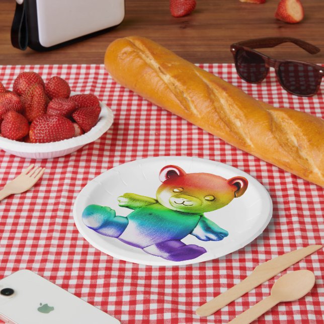 SlipperyJoe's brushed metal teddy bear smooth grad Paper Plates (Picnic)