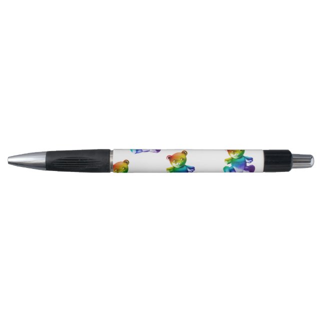 SlipperyJoe's brushed metal teddy bear smooth grad Pen (Front)