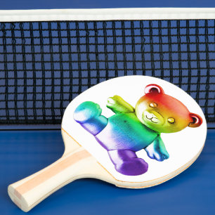 SlipperyJoe's brushed metal teddy bear smooth grad Ping Pong Paddle