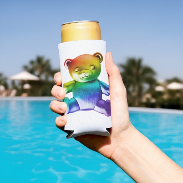 SlipperyJoe's brushed metal teddy bear smooth grad Seltzer Can Cooler (In Situ Pool)