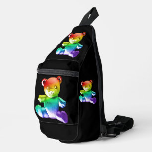 SlipperyJoe's brushed metal teddy bear smooth grad Sling Bag